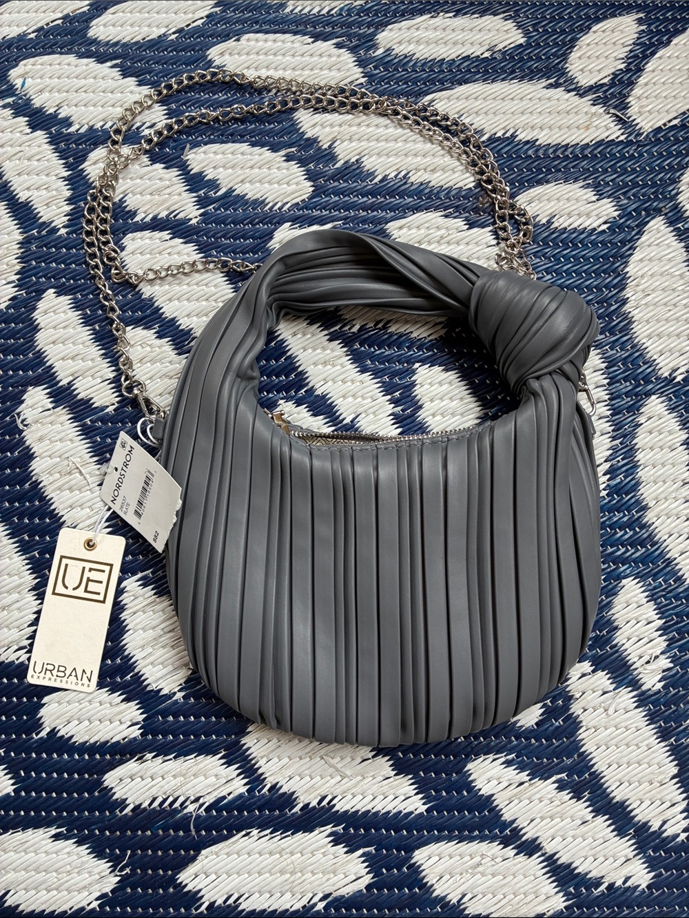 Urban Expressions Slate Pleated Chain-Accent Hobo